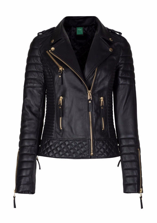 Women's Genuine Lambskin Leather Motorcycle Slim fit Designer Biker Jacket