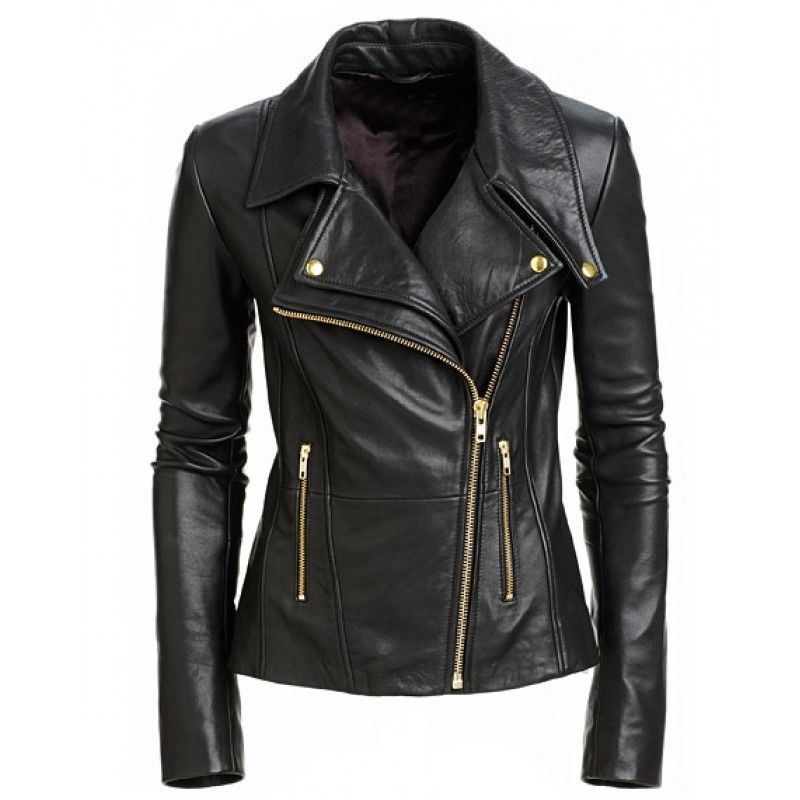 Slim black leather on sale jacket