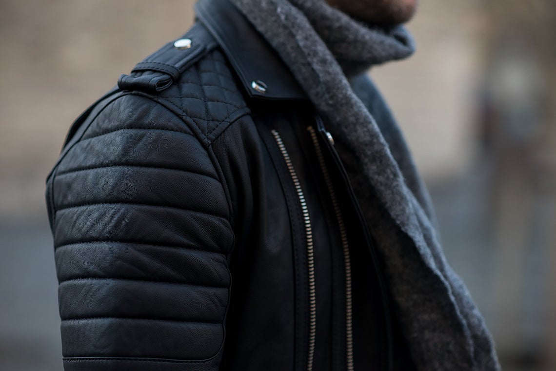 MENS KAY MICHAEL GENUINE SHEEP LEATHER JACKET BLACK DIAMOND QUILTED SLIM FIT NEW