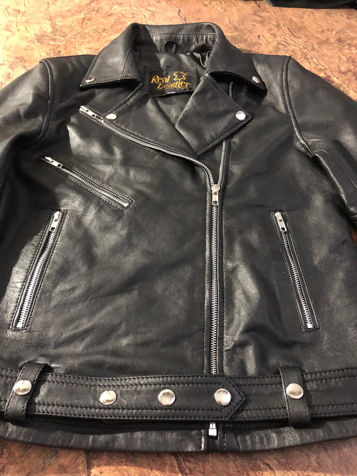 Ladies Women's Black Slim Fit Biker Lambskin Leather Moto Real Leather Jacket