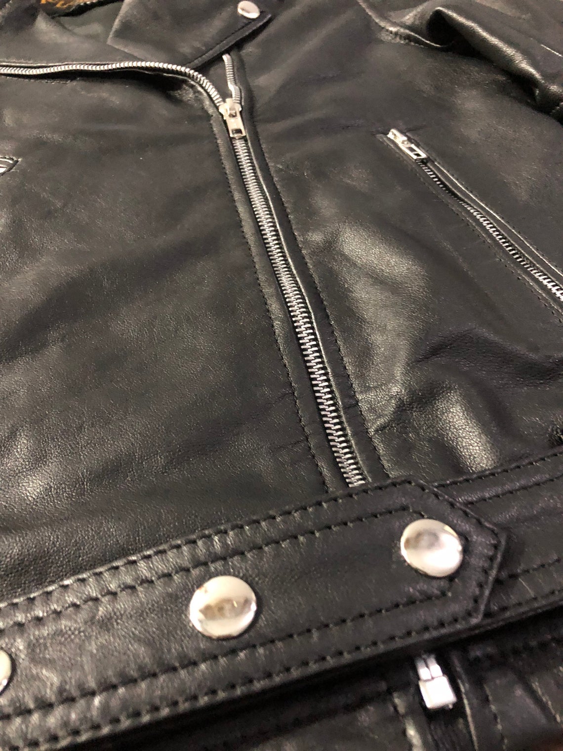 Ladies Women's Black Slim Fit Biker Lambskin Leather Moto Real Leather Jacket