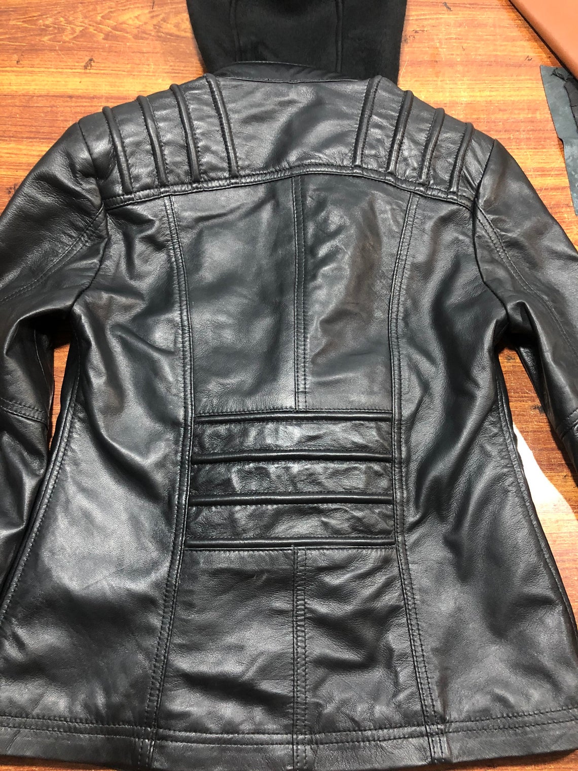 Women's Hooded Black Biker Motorcycle Real Leather Jacket Stylish Slim Fit Black Winter Jacket