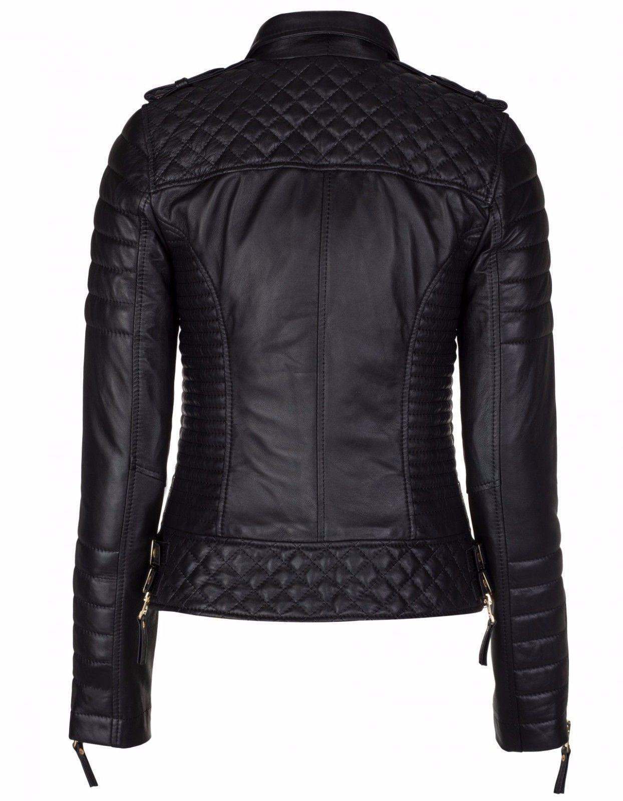 Women's Genuine Lambskin Leather Motorcycle Slim fit Designer Biker Jacket