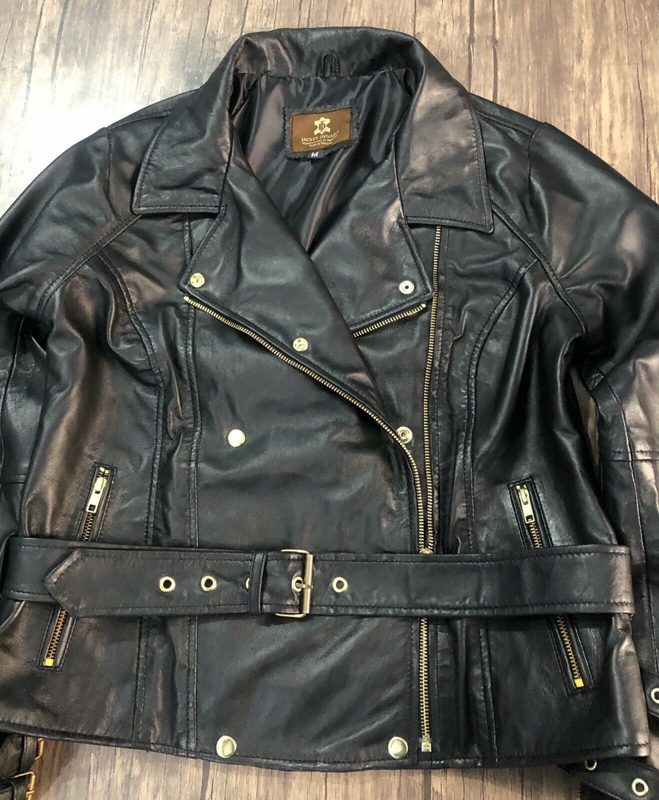 Women's Black Moto Style Genuine Lambskin/Sheep Leather Slim fit Jacket