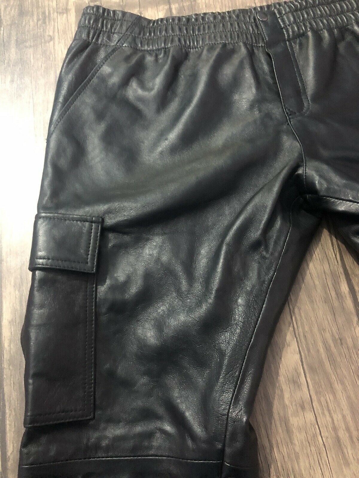 Mens Cargo Genuine Leather Trouser Pants Sheep Leather Light Weight Durable