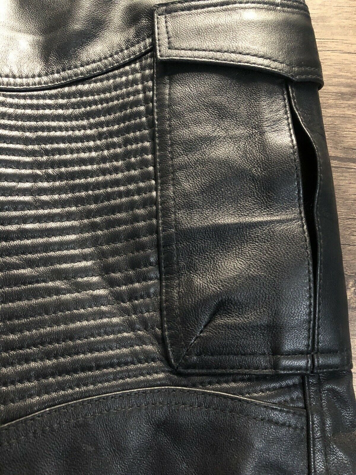 Mens Genuine Leather Black Pants Biker Slim Fit Sheep Leather - Handmade