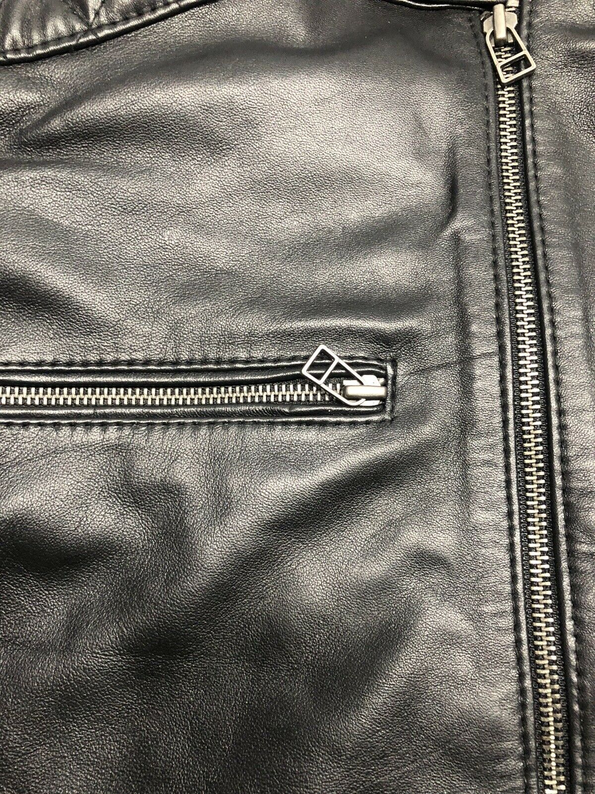 Mens Black David Beckham Real Leather Jacket Biker Vintage Slim Fit Sheep leather