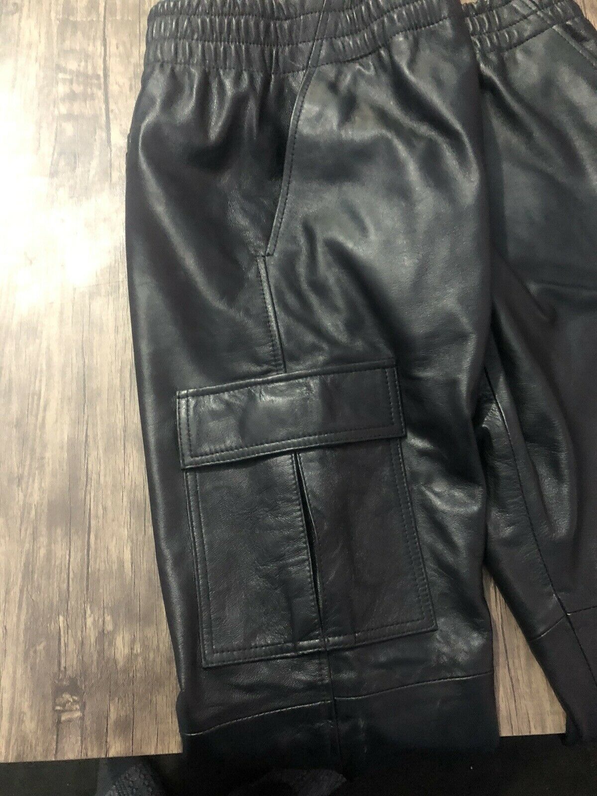 Mens Cargo Genuine Leather Trouser Pants Sheep Leather Light Weight Durable