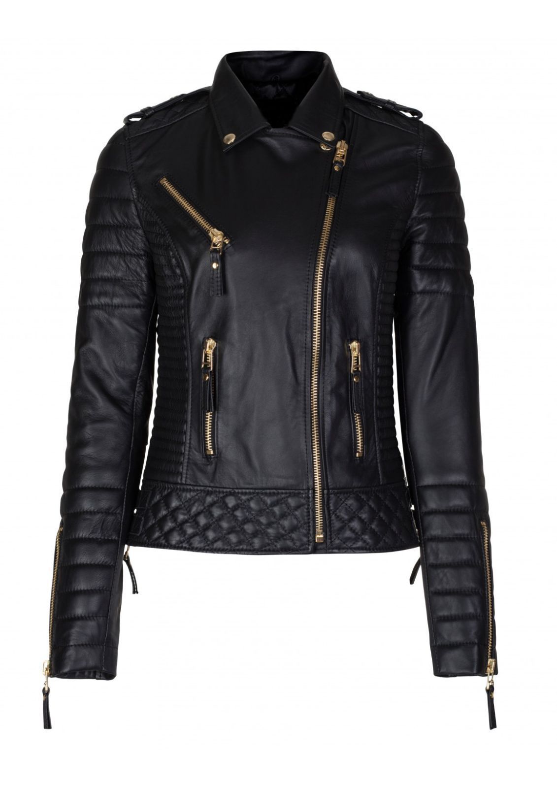 Women's Genuine Lambskin Leather Motorcycle Slim fit Designer Biker Jacket