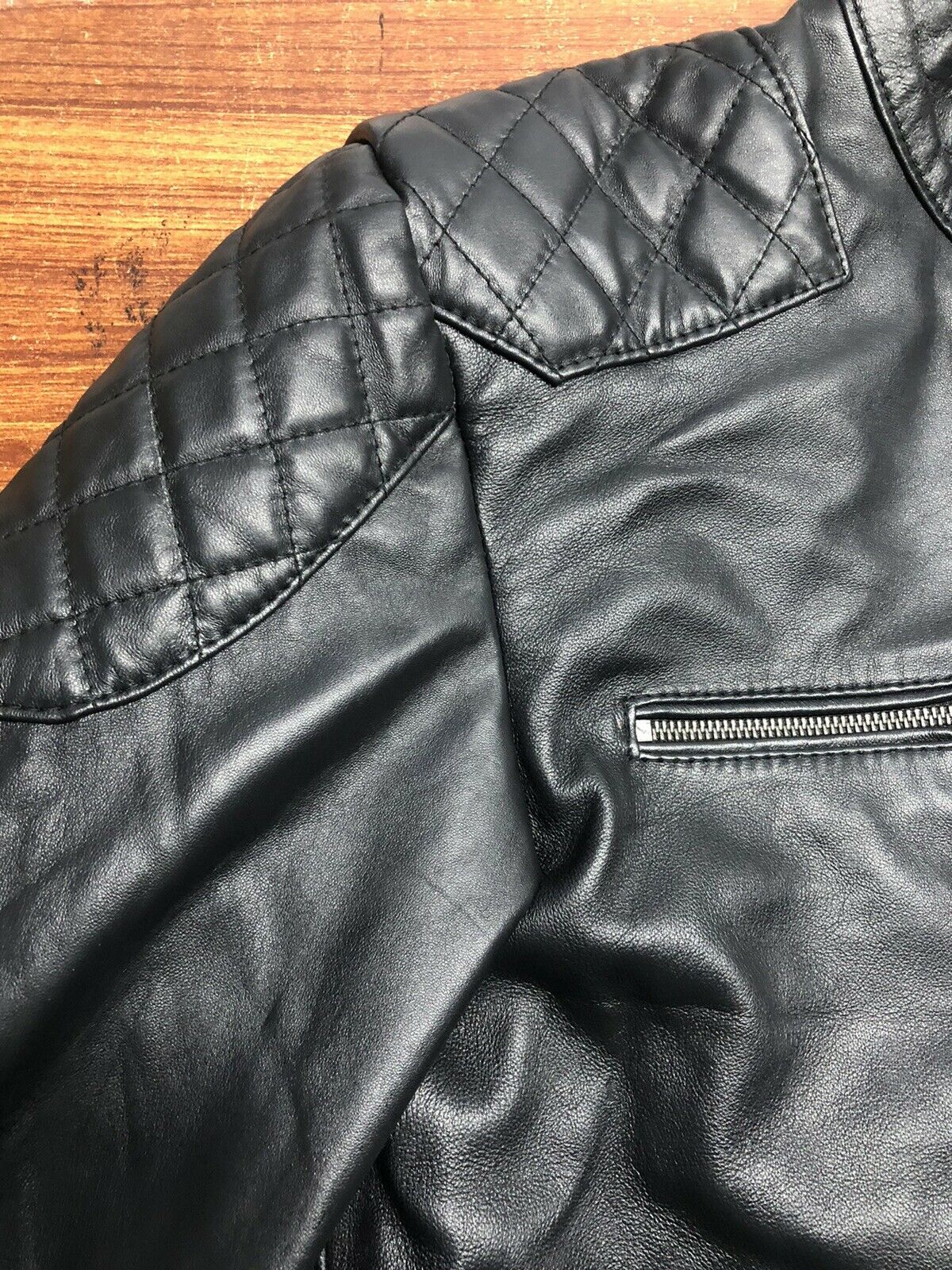 Mens Black David Beckham Real Leather Jacket Biker Vintage Slim Fit Sheep leather