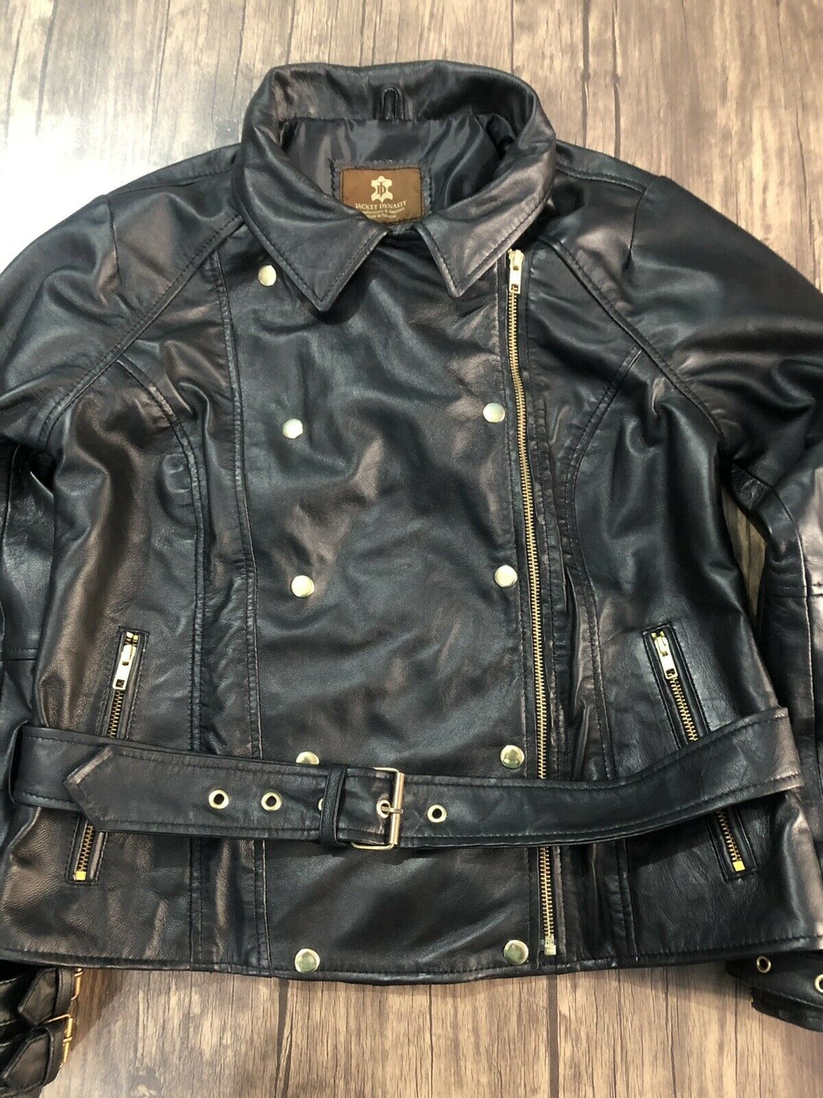 Women's Black Moto Style Genuine Lambskin/Sheep Leather Slim fit Jacket