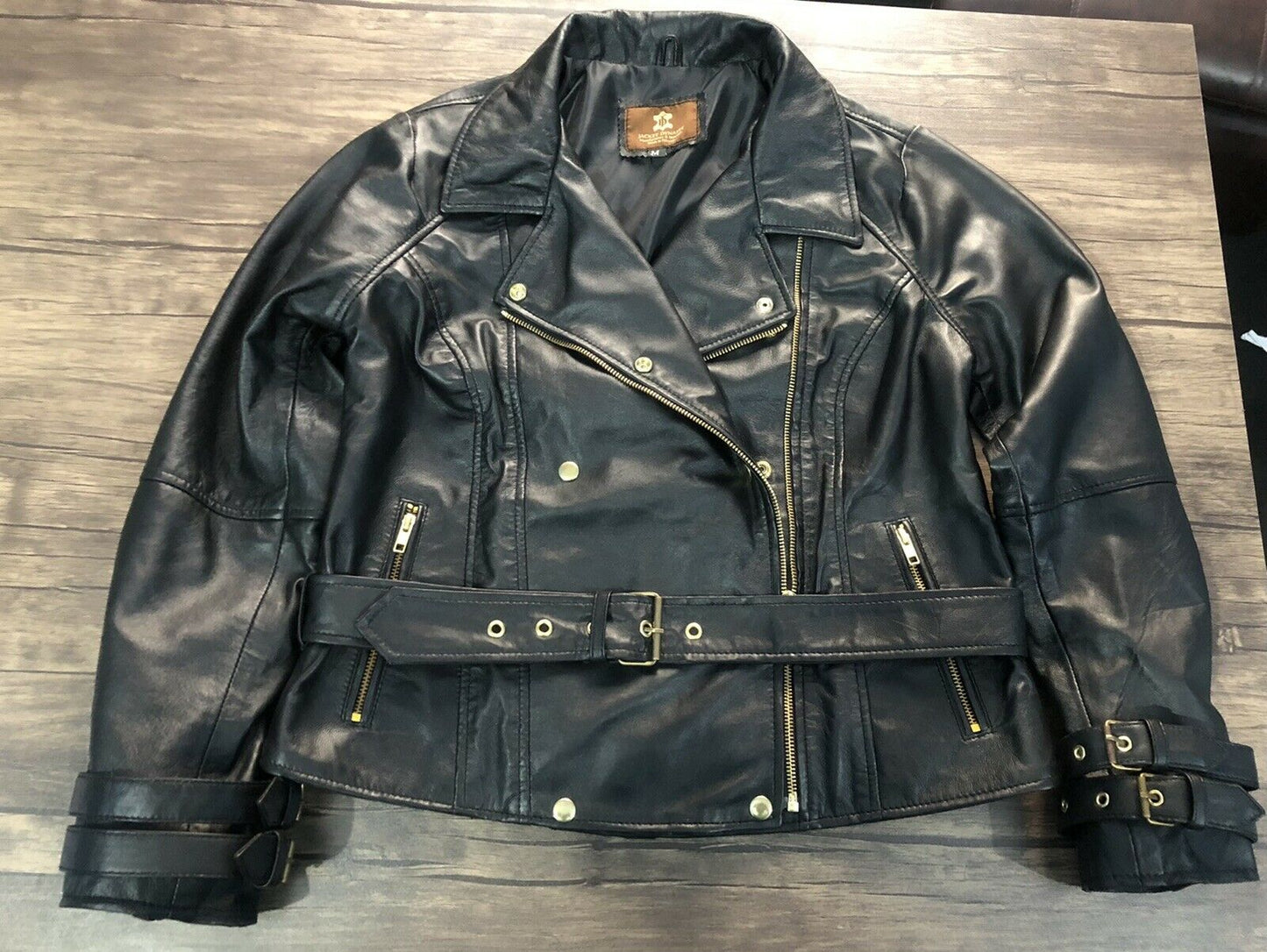 Women's Black Moto Style Genuine Lambskin/Sheep Leather Slim fit Jacket