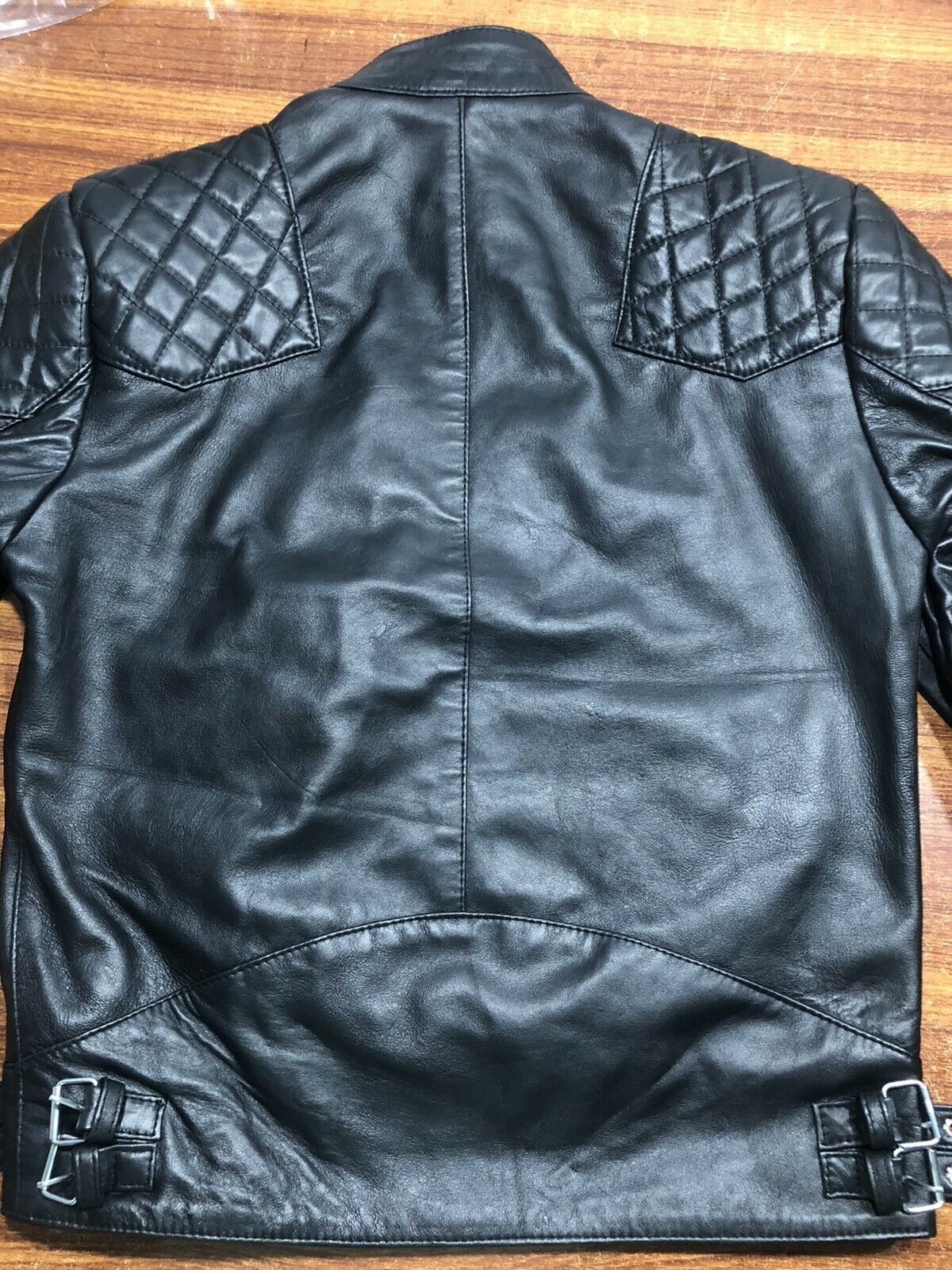 Mens Black David Beckham Real Leather Jacket Biker Vintage Slim Fit Sheep leather