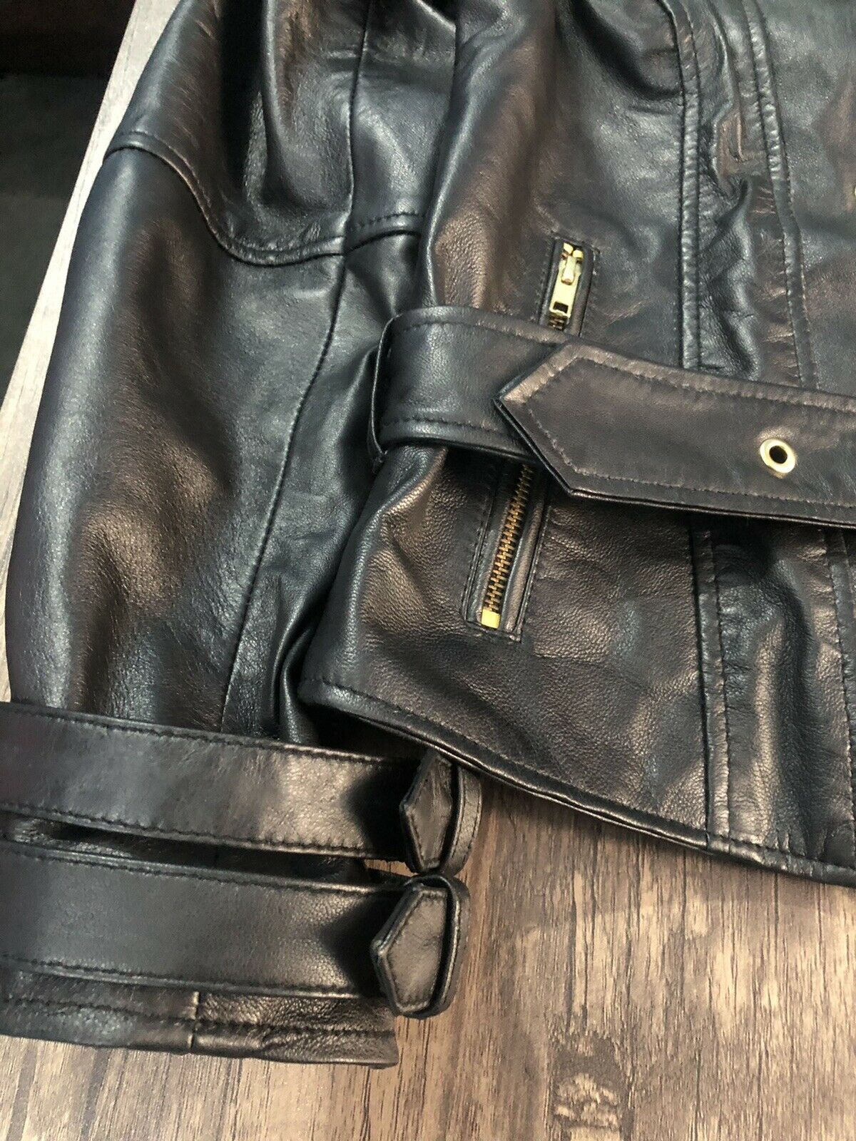 Women's Black Moto Style Genuine Lambskin/Sheep Leather Slim fit Jacket