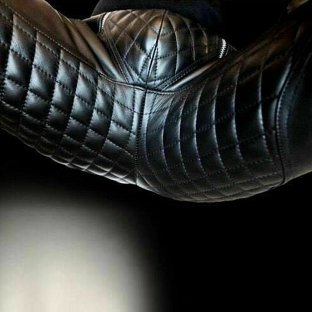 Mens Real Leather Genuine Sheep Leather Party Pants Slim Fit Quilted Pants