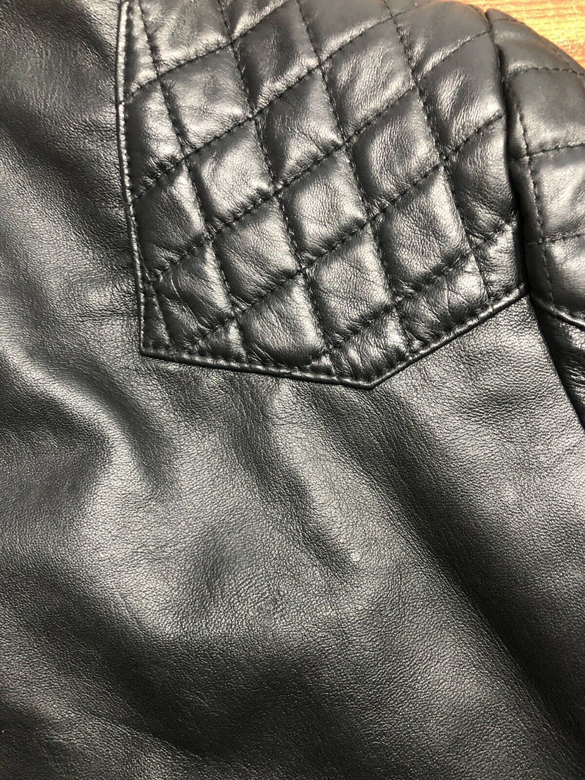 Mens Black David Beckham Real Leather Jacket Biker Vintage Slim Fit Sheep leather