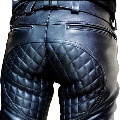 Mens Real Leather Genuine Sheep Leather Party Pants Slim Fit Quilted Pants