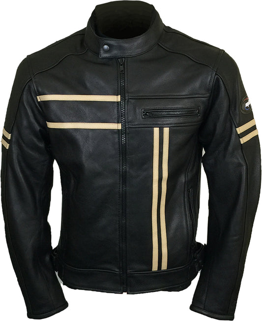 Leather Vintage Cruiser Retro Motorbike Motorcycle Jacket New Cafe Racer