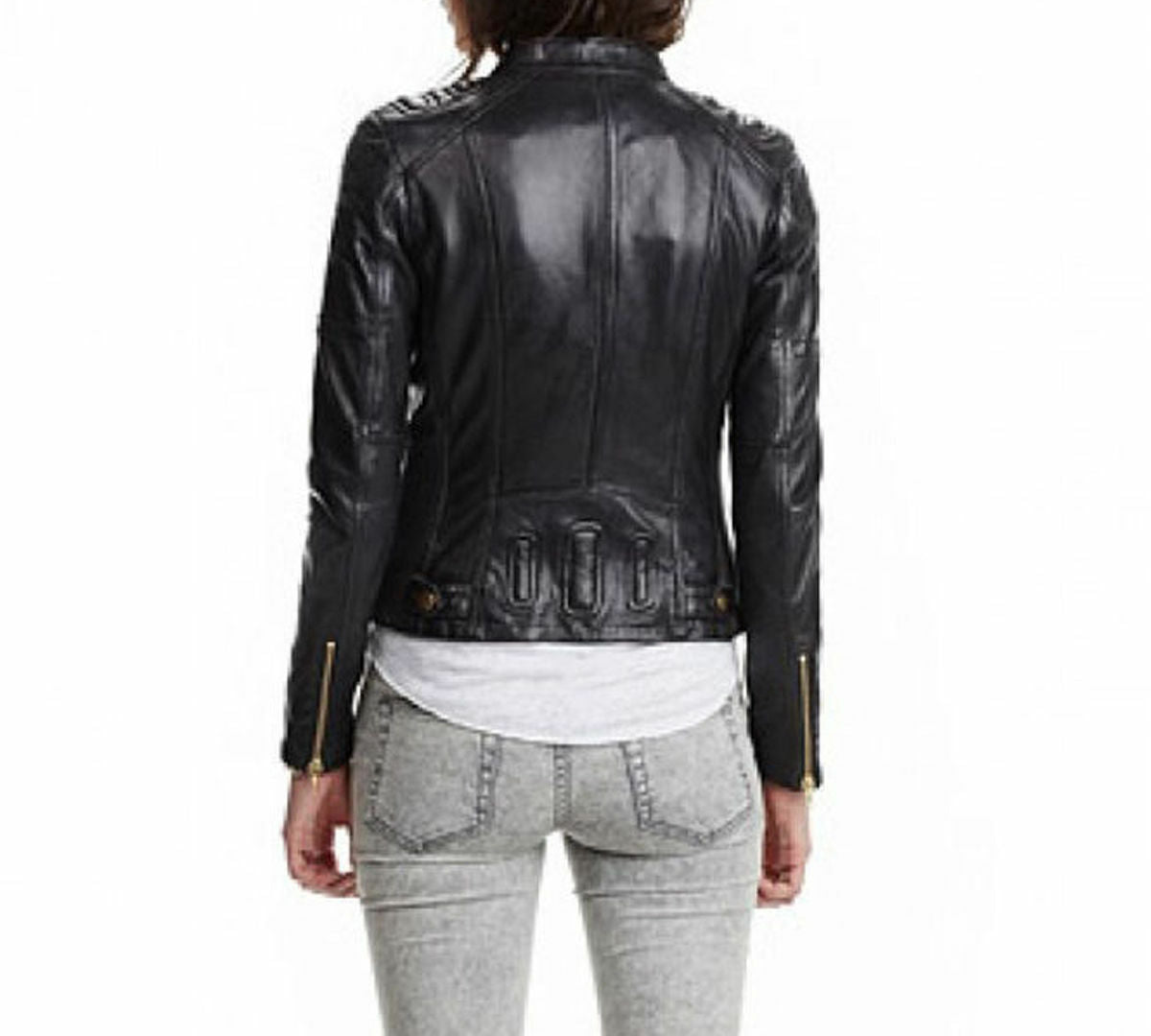 New Women Ladies Jacket Biker Black Moto Slim Fit lambskin Leather Jacket Black