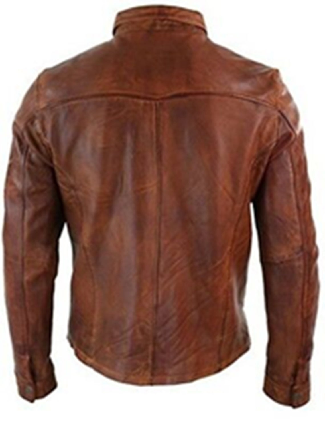 Mens Casual Biker Vintage Waxed Distressed Brown Real Leather Shirt Retro Moto